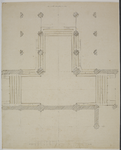 214454 Interieur van de Domkerk te Utrecht: plattegrond met de ontworpen indeling van de banken en galerijen in een ...